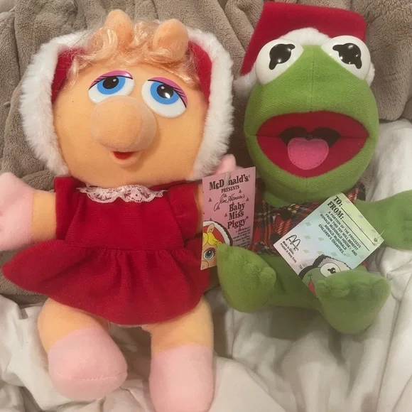 McDonald's 1987 Holiday Miss Piggy & Kermit Plush Duo. NWT original - Picture 9 of 9